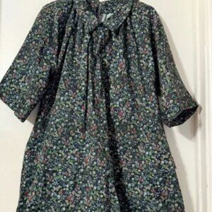 Kika Vargas Floral Mini Dress Short Sleeve Peter Pan Collar Cottagecore Romantic